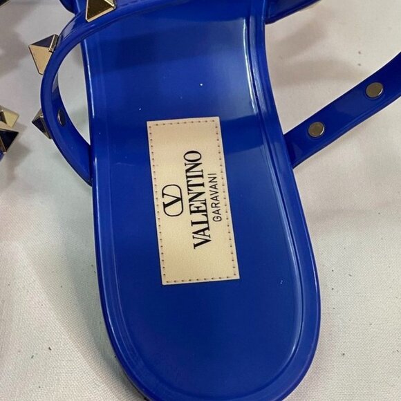 Valentino Garavani Rockstud Jelly Sandals Blue Electric PVC Slides 38 - Picture 2 of 13